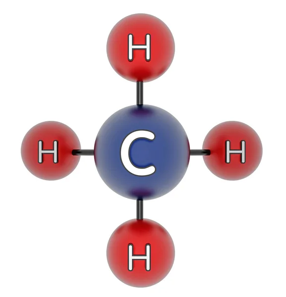 CH4. Metán. A methanum. 3D-modellt. Izolált fehér. — Stock Fotó