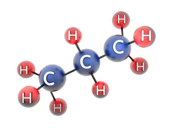 C3h8. propaan. Gas. 3D-model. Geïsoleerd op wit. — Stockfoto