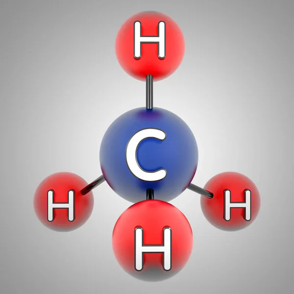 Ch4. Methane. Methanum. Rendered 3d model. — Stock Photo, Image