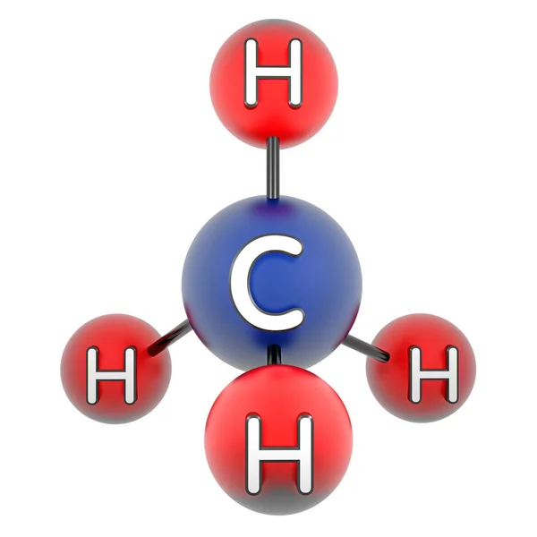 CH4. Metanu. V methanu. 3D model. Izolovaný na bílém. Stock Snímky