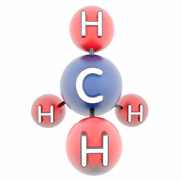 CH4-molecule methaan. Render van 3D-model geïsoleerd op wit. — Stockfoto