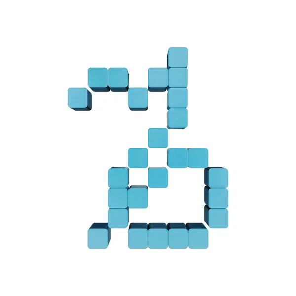 Найбільш спрощений знак зодіаку Кокорінець ізольований на білому, створений в 3D з синіх кубів, воксел або піксельного мистецтва. — стокове фото