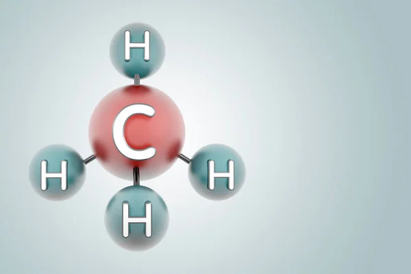 Ch4 - molécula de metano. Renderizado de modelo 3D con espacio de copia . —  Fotos de Stock