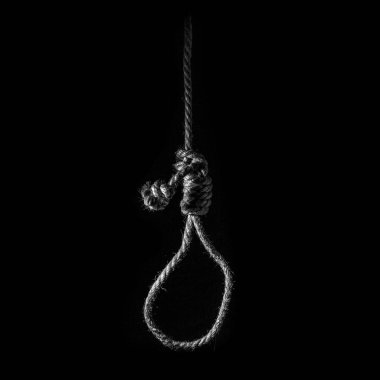 Kasvetli karanlık bir arka planda örgülü halat Noose, başarısızlık veya intihar kavramı