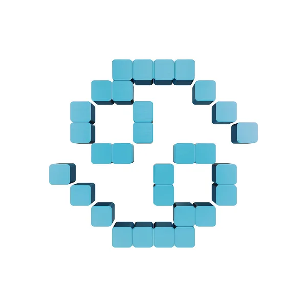 Najbardziej uproszczony znak zodiaku raka jest izolowane na białym, stworzony w 3D z niebieskich kostek, Voxel lub Pixel art. — Zdjęcie stockowe