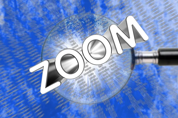 Надпись ZOOM через лупу на абстрактном фоне . — стоковое фото