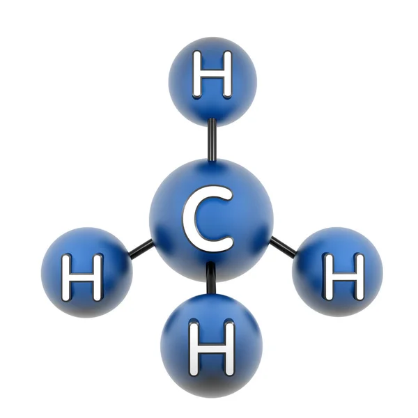 Ch4-分子甲烷。在白色上隔离的3d 模型的渲染. — 图库照片