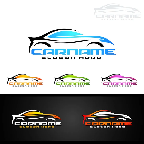 Design Logo Voiture Style Automatique Avec Silhouette Icône Véhicule Sport — Image vectorielle