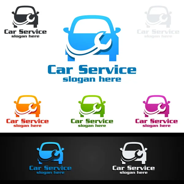 Car Service Vector Logo Design Auto Repair Shape Car Concept — Stock Vector