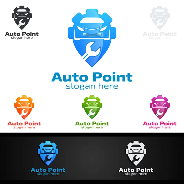 Auto Service Vector Logo Ontwerp Met Automatische Reparatie Vorm Car — Stockvector