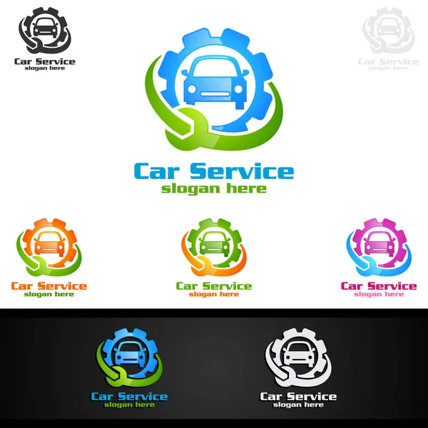 Design Logotipo Vetor Serviço Carro Com Forma Reparo Automóveis Conceito —  Vetores de Stock