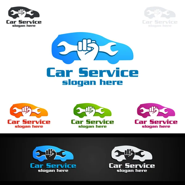 Design Logotipo Vetor Serviço Carro Com Forma Reparo Automóveis Conceito —  Vetores de Stock