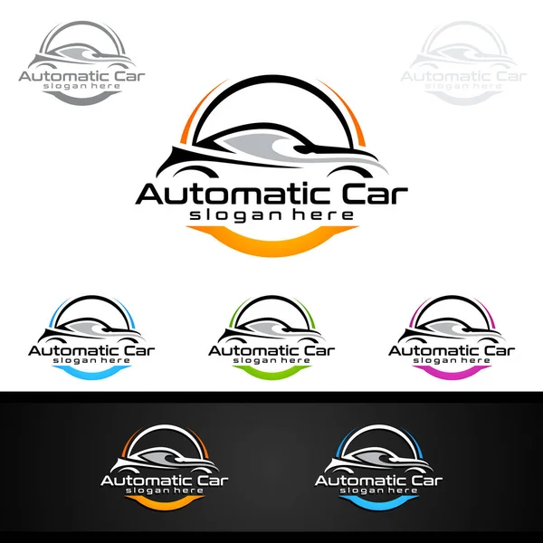 Auto Stijl Auto Logo Ontwerp Met Concept Sport Voertuig Pictogram — Stockvector