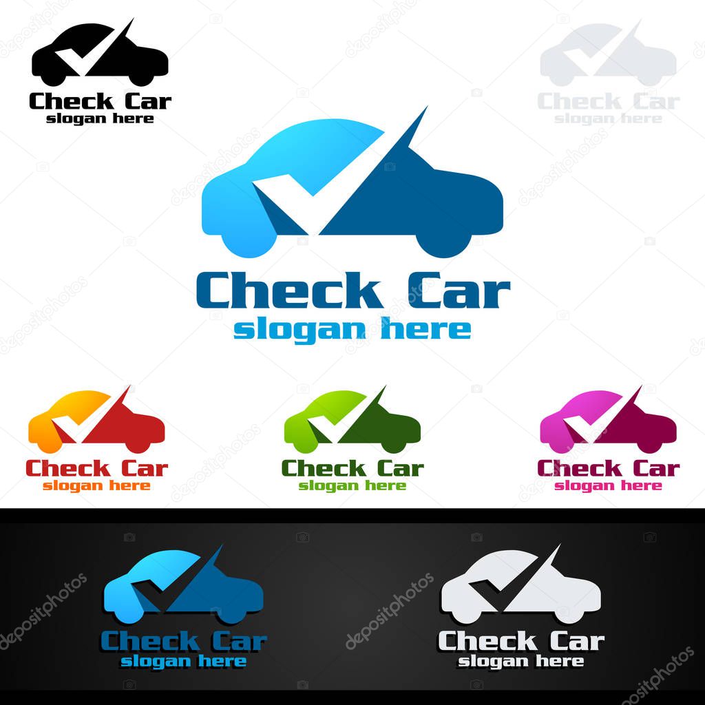 Car Service Vector Logo Design with Auto Repair Shape and Car Concept