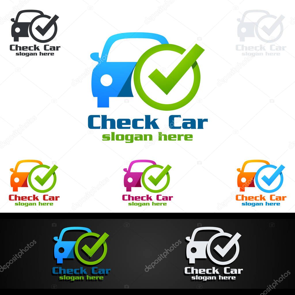 Car Service Vector Logo Design with Auto Repair Shape and Car Concept