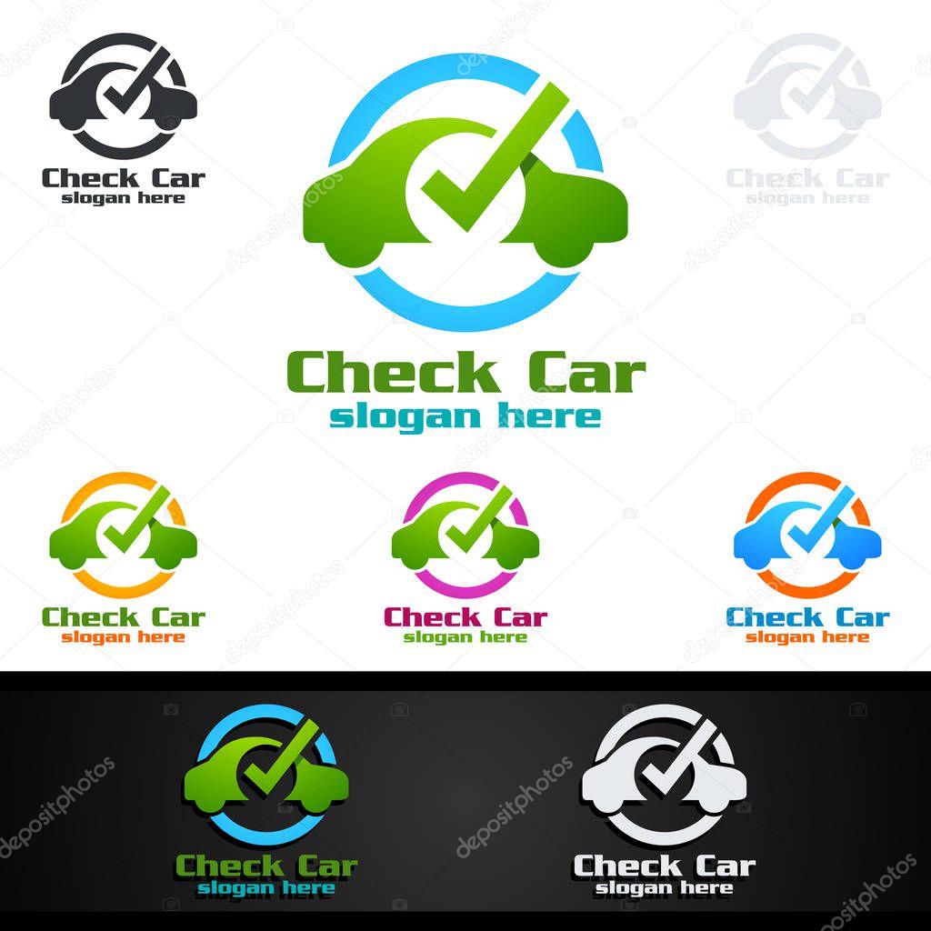 Car Service Vector Logo Design with Auto Repair Shape and Car Concept