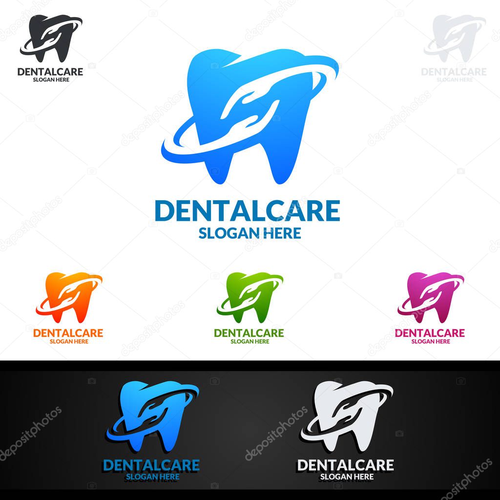 Dental Logo Tooth abstract design vector template, Dentist stomatology medical doctor Logotype concept icon