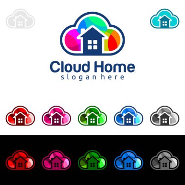 Bulut ev, gayrimenkul vektör logo tasarım evi ve bulut şeklinde, Represented internet, veri veya Hosting