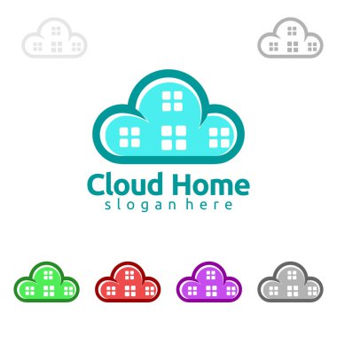Bulut ev, gayrimenkul vektör logo tasarım evi ve bulut şeklinde, Represented internet, veri veya Hosting