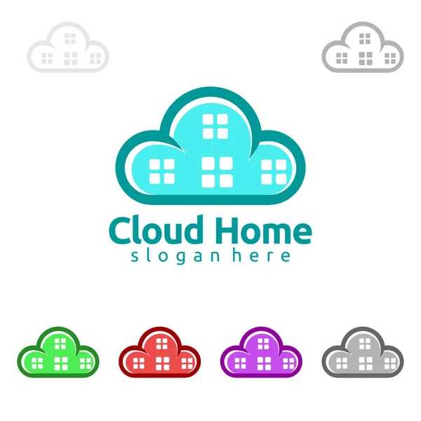 Cloud Home Real Estate Vector Logo Design House Cloud Shape — Stock Vector