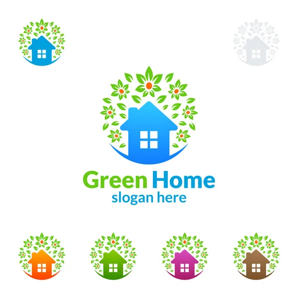 Logotipo Green Home Diseño Del Logotipo Del Vector Bienes Raíces — Vector de stock