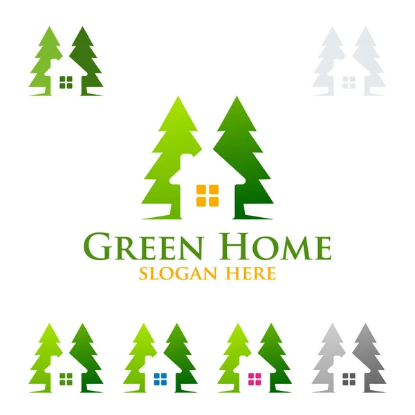 Logo Green Home Design Logo Vectoriel Immobilier Avec Forme Maison — Image vectorielle