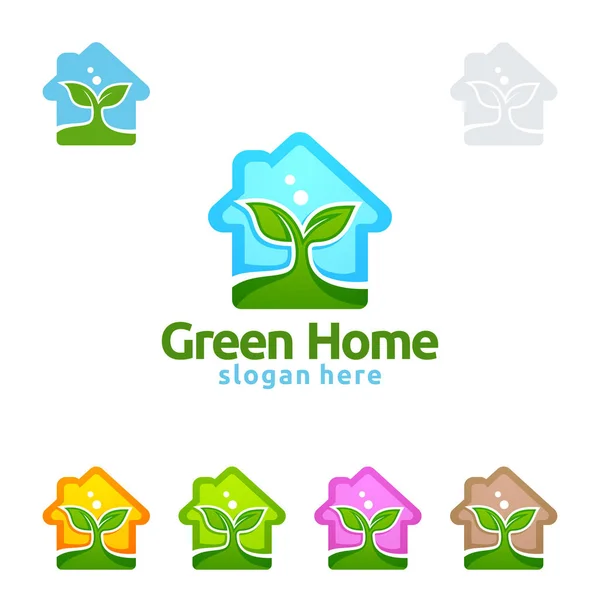 Logotipo Green Home Design Logotipo Vetor Imobiliário Com Forma Casa — Vetor de Stock