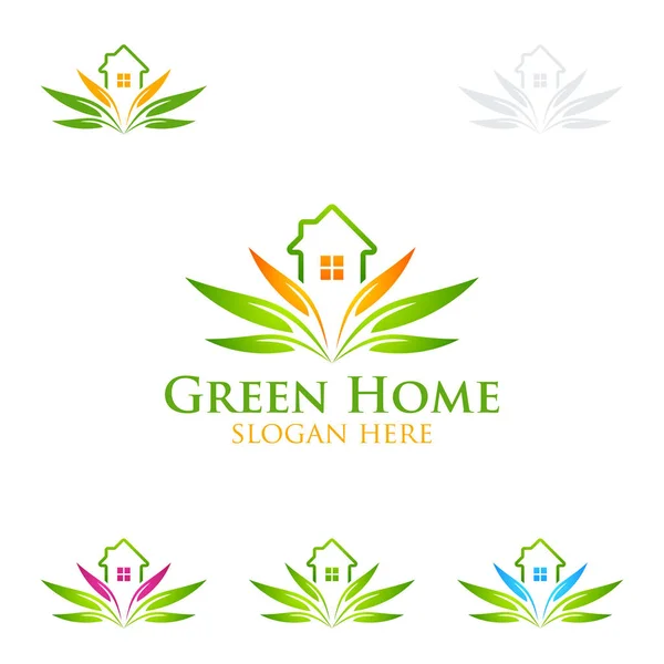 Logotipo Green Home Diseño Del Logotipo Del Vector Bienes Raíces — Vector de stock