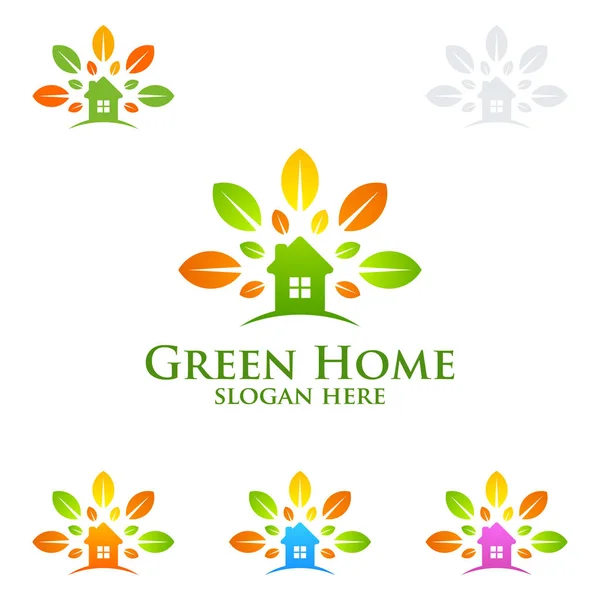 Logotipo Green Home Diseño Del Logotipo Del Vector Bienes Raíces — Vector de stock