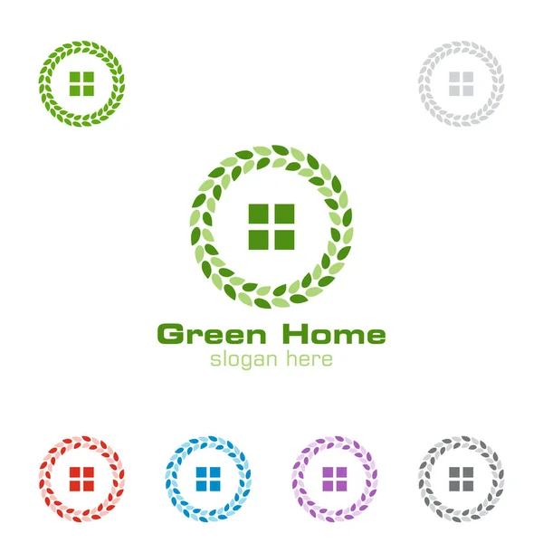 Logotipo Green Home Diseño Del Logotipo Del Vector Bienes Raíces — Vector de stock