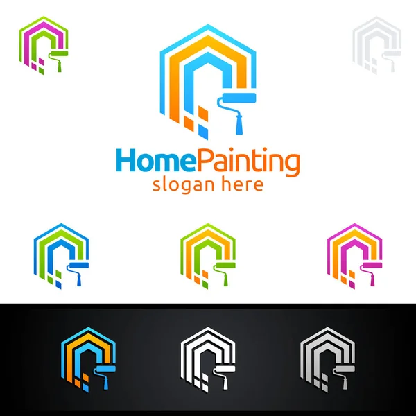 Home Pintura Vector Diseño Logo — Archivo Imágenes Vectoriales