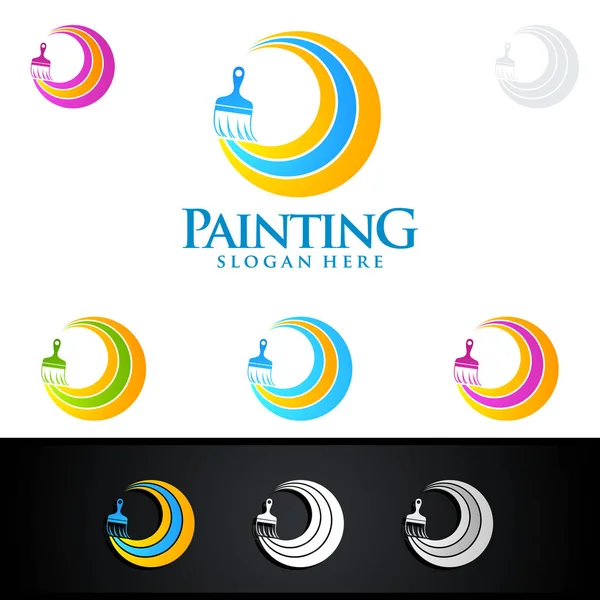 Design Logotipo Vetor Pintura Home —  Vetores de Stock