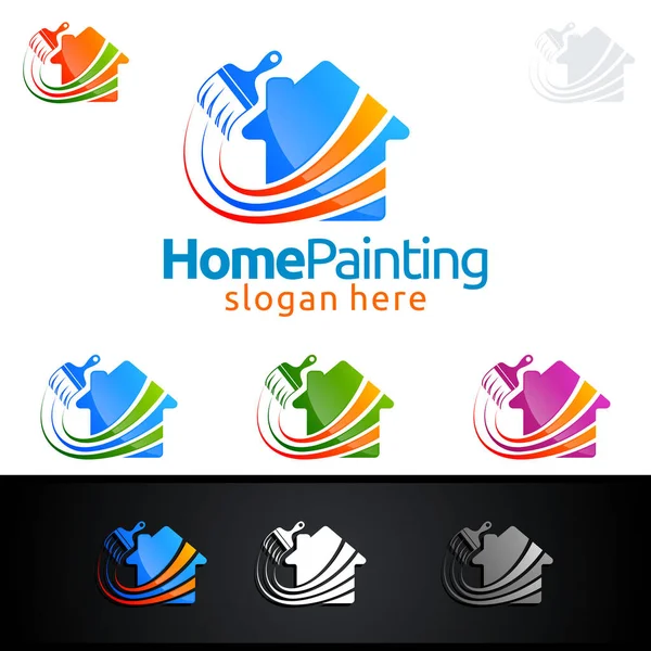 Design Logotipo Vetor Pintura Home —  Vetores de Stock