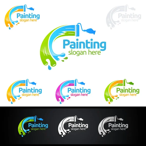 Design Logotipo Vetor Pintura Home —  Vetores de Stock