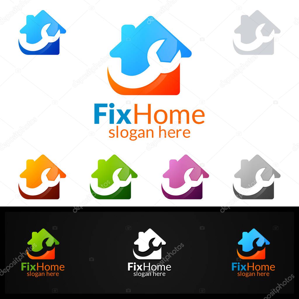 Real estate Logo, Fix Home Vector Logo Design suitable for architecture, handyman,bricolage,Diy,and for another application company