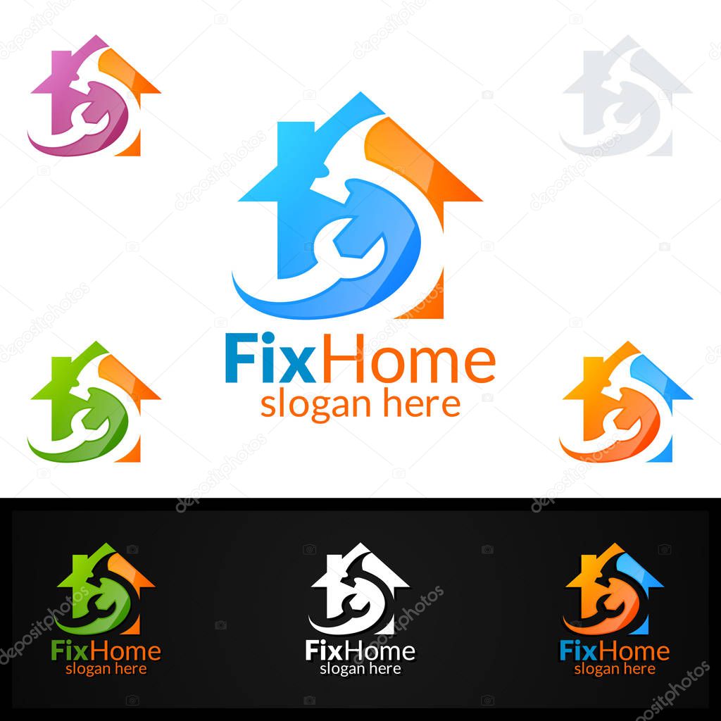 Real estate Logo, Fix Home Vector Logo Design suitable for architecture, handyman,bricolage,Diy,and for another application company