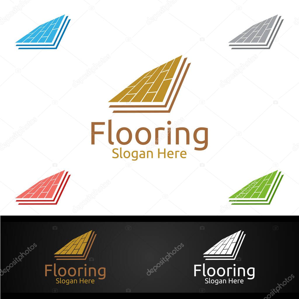 Flooring Logo for Parquet Wooden or vinyl hardwood granite tile vector Design