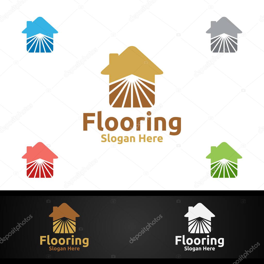 Flooring Logo for Parquet Wooden or Vinyl Hardwood Granite Title Vector Design