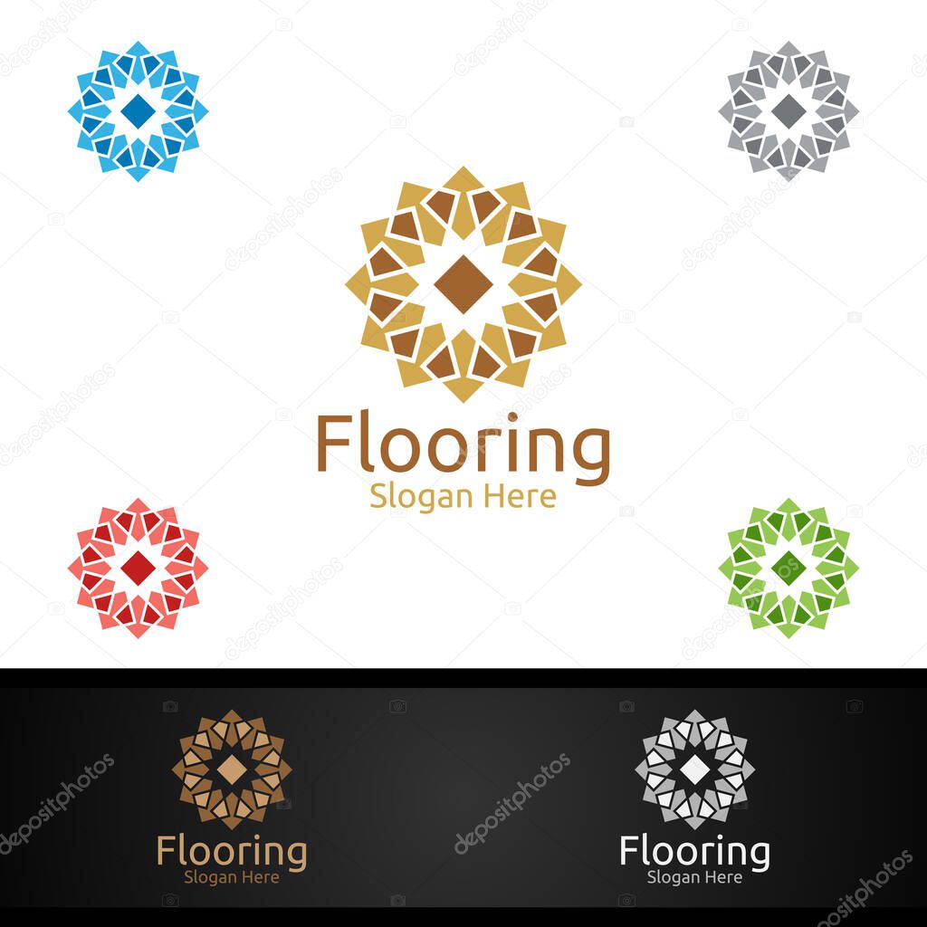 Flooring Logo for Parquet Wooden or Vinyl Hardwood Granite Title Vector Design