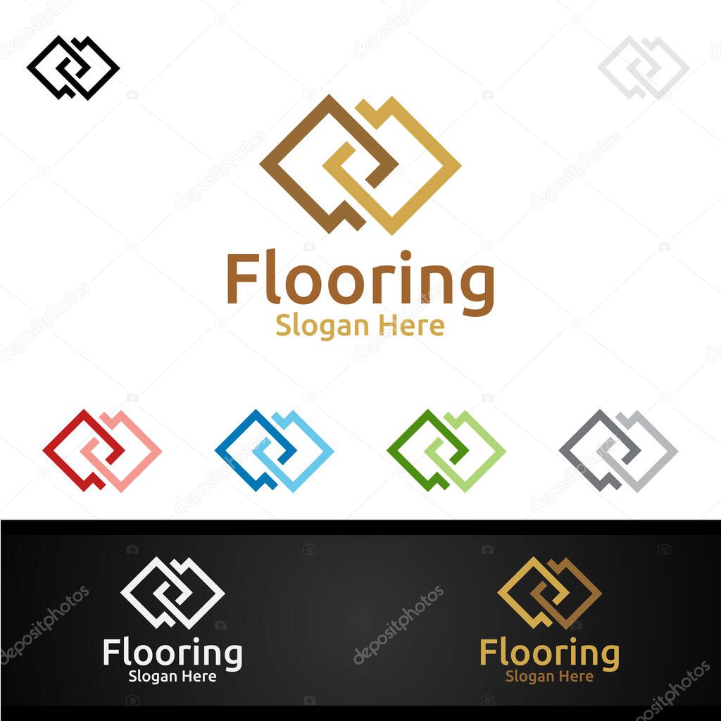 Flooring Logo for Parquet Wooden or Vinyl Hardwood Granite Title Vector Design