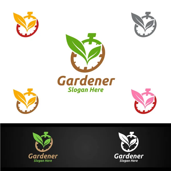 Speed Gardener Care Logo Green Garden Environment Botanical Agriculture Design — 스톡 벡터