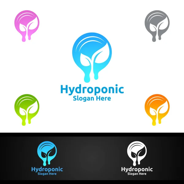 Water Hydroponic Gardener Logo Green Garden Environment Nebo Botanical Agriculture — Stockový vektor