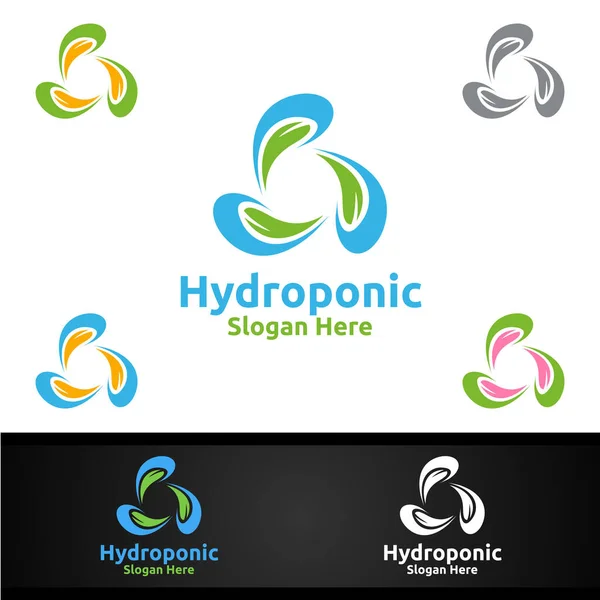 Water Hydroponic Gardener Logo Green Garden Environment Nebo Botanical Agriculture — Stockový vektor