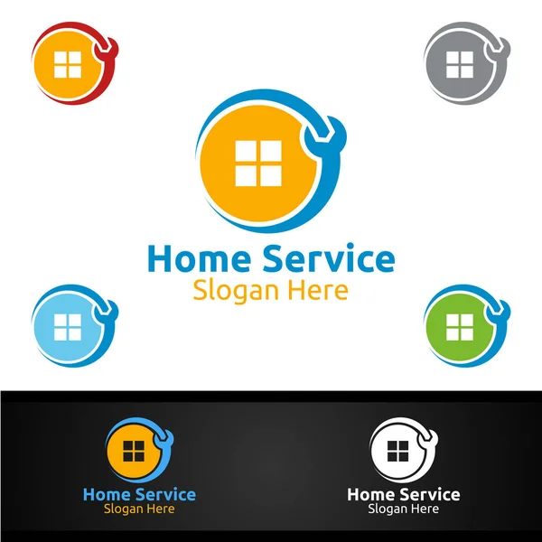 Real Estate Fix Home Repair Services Logo Design — Stockový vektor
