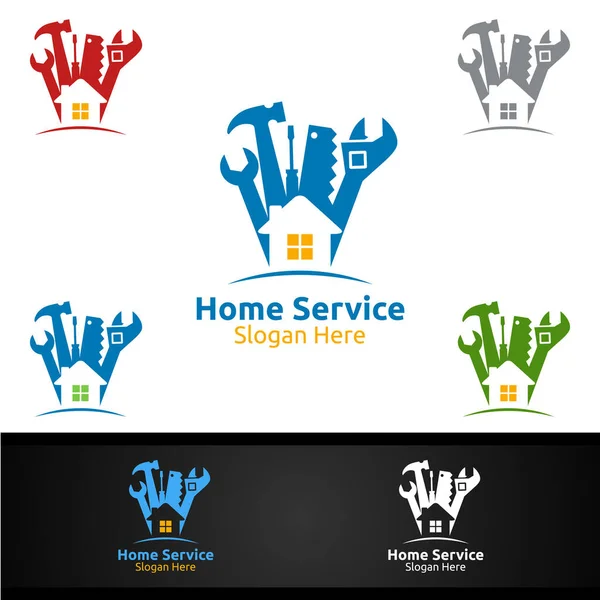 Real Estate Fix Home Repair Services Logo Design — Stockový vektor