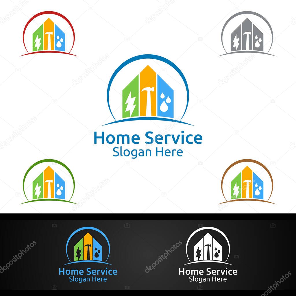 Real Estate and Fix Home Repair Services Logo Design