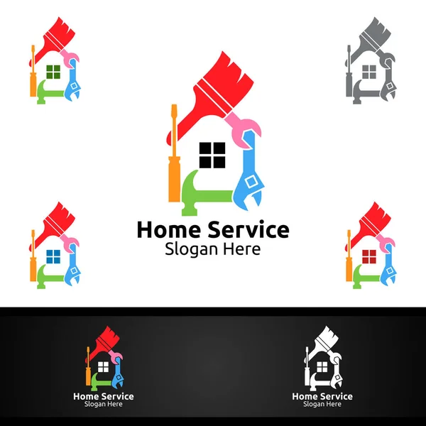 Ακίνητα Και Fix Home Επισκευή Υπηρεσίες Logo Design — Διανυσματικό Αρχείο