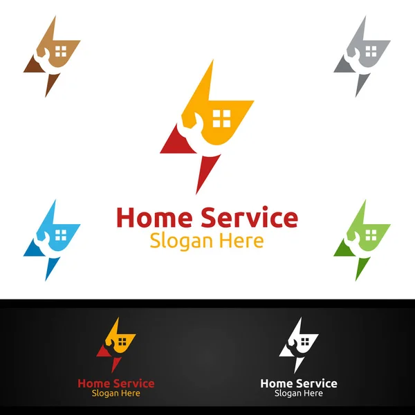 Fast Real Estate Fix Home Opravy Služby Logo Design — Stockový vektor