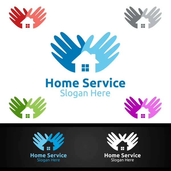 Hand Real Estate Fix Domů Opravy Služby Logo Design — Stockový vektor