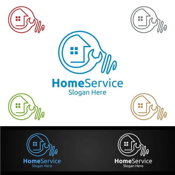 Idea Real Estate Fix Home Repair Services Logo Design — Stockový vektor